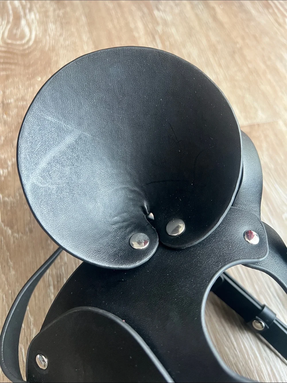 🖤 Unisex faux Leather Mouse Ear Masquerade Mask-Pair Available, detachable ears